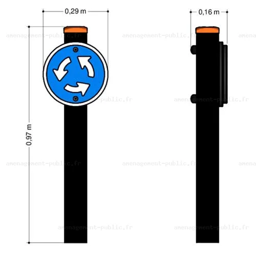 Panneau de circulation Rond point pour circuits et parcours enfants
